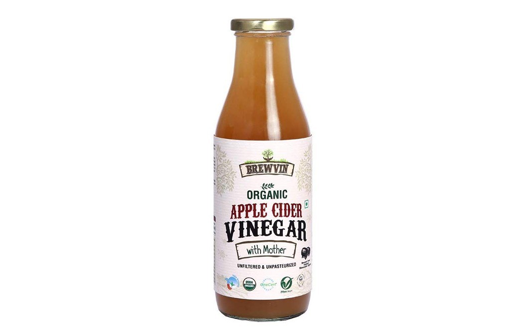 Brewvin Organic Apple Cider Vinegar (with Mother)   Glass Bottle  500 millilitre
